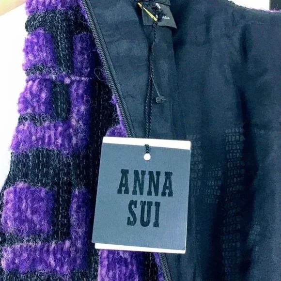 Anna Sui Dress Asymmetric Hem Textured Knit Dress Main Line Size 0 - Picture 13 of 14